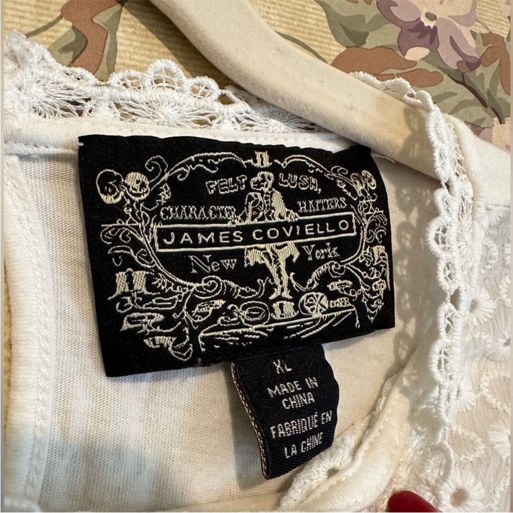 🌼 Anthropologie James Coviello White Eyelet Lace long sleeve Peasant Blouse XL - Picture 9 of 13